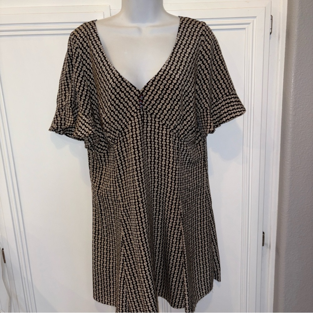 Marc Jacobs Perry Ellis Redux Grunge 2018 Black White  Slip Mini Dress 100% silk
